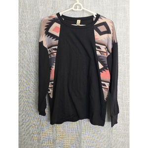 Women's‎ Style U Long Sleeve Top Size S Black Multi-color